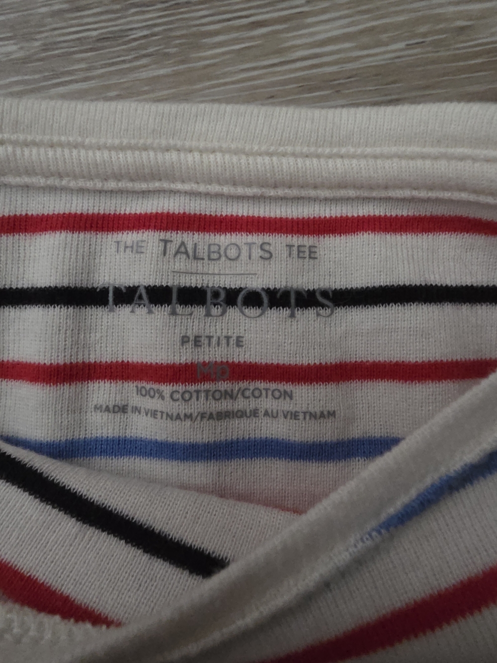 Talbots Striped Crewneck Tee - White, Red, Blue, Black - Picture 2 of 3